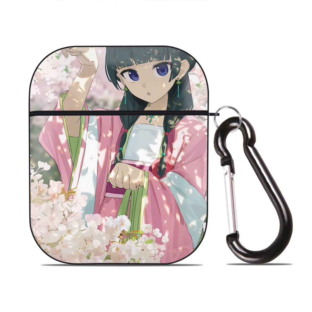 （画像用） 薬屋のひとりごと The Apothecary Diaries AirPods 第2世代保護ケース ハードシェル ブラック 耐衝撃・防指紋・カラビナ付き
