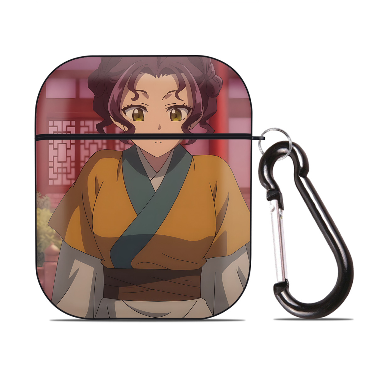 （画像用） 薬屋のひとりごと The Apothecary Diaries AirPods 第2世代保護ケース ハードシェル ブラック 耐衝撃・防指紋・カラビナ付き