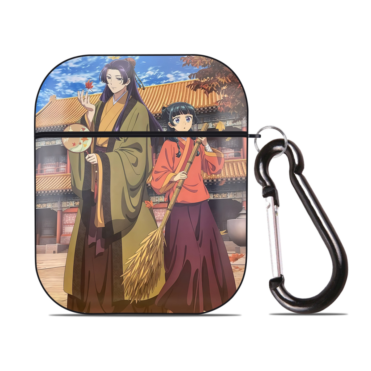 （画像用） 薬屋のひとりごと The Apothecary Diaries AirPods 第2世代保護ケース ハードシェル ブラック 耐衝撃・防指紋・カラビナ付き