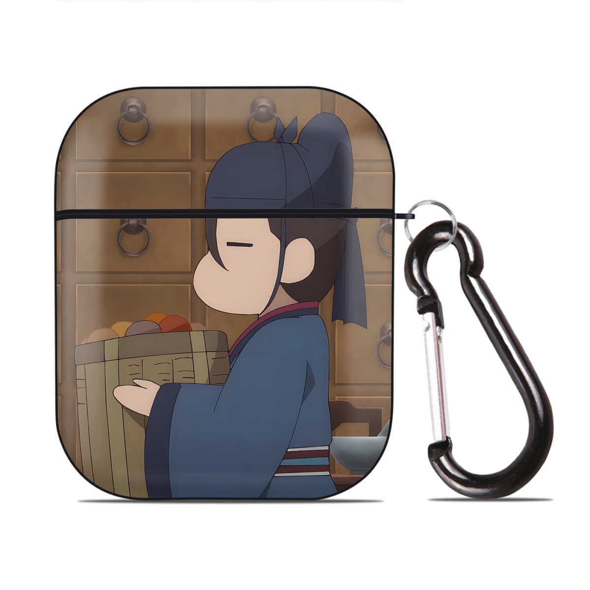 （画像用） 薬屋のひとりごと The Apothecary Diaries AirPods 第2世代保護ケース ハードシェル ブラック 耐衝撃・防指紋・カラビナ付き