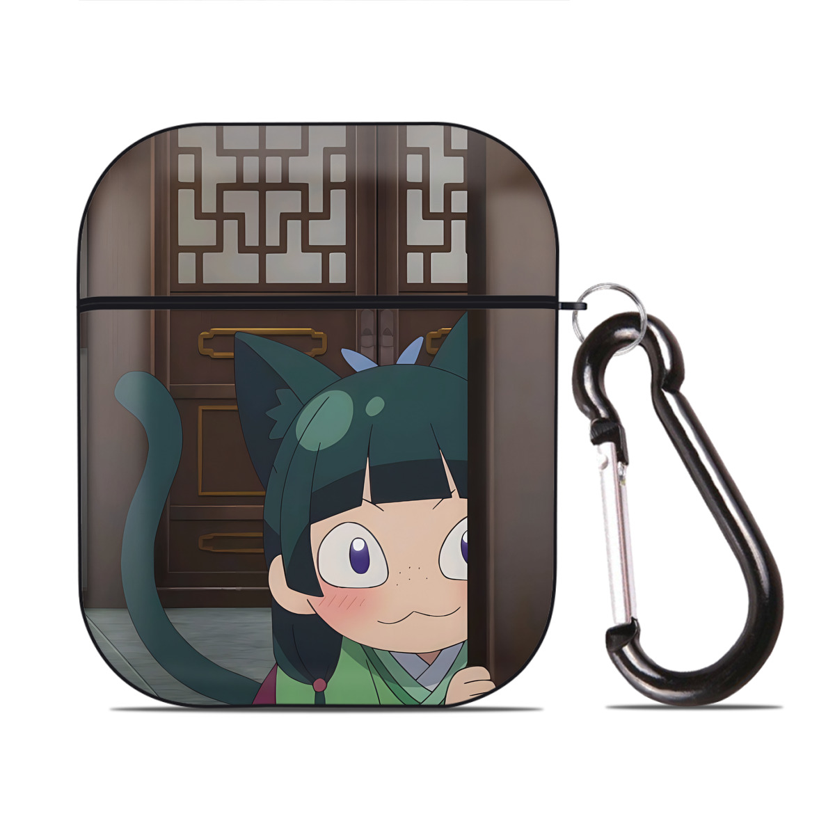 （画像用） 薬屋のひとりごと The Apothecary Diaries AirPods 第2世代保護ケース ハードシェル ブラック 耐衝撃・防指紋・カラビナ付き