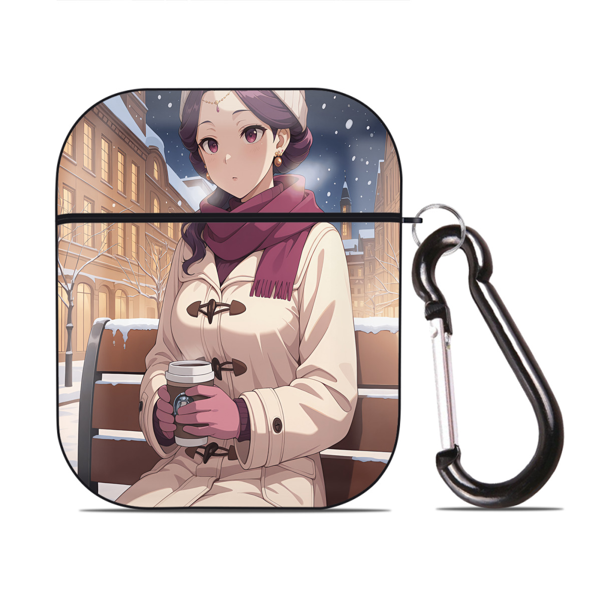 （画像用） 薬屋のひとりごと The Apothecary Diaries AirPods 第2世代保護ケース ハードシェル ブラック 耐衝撃・防指紋・カラビナ付き