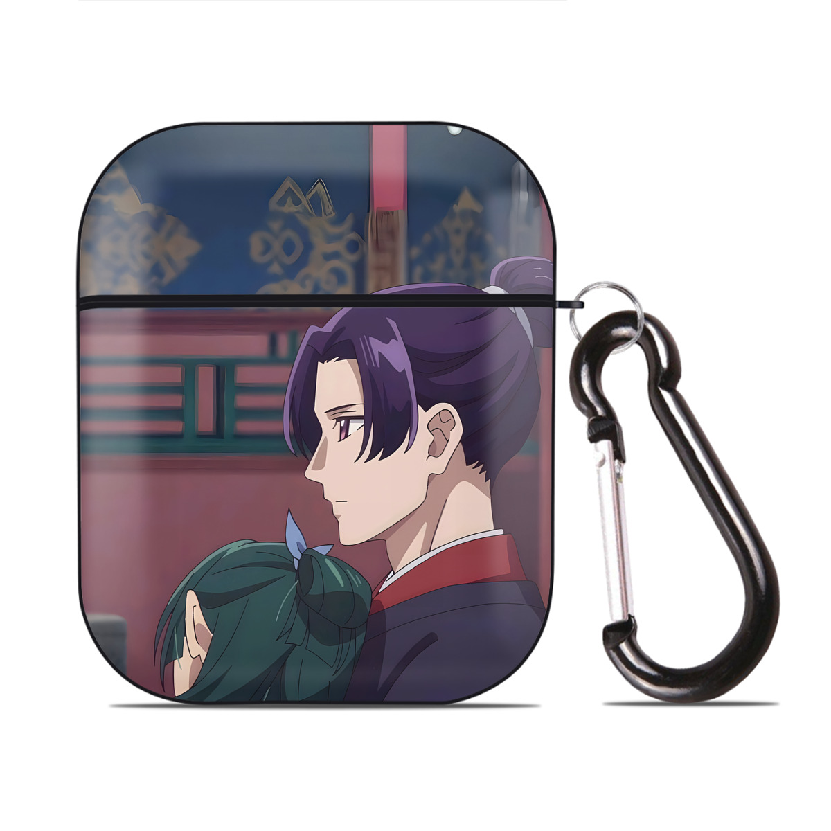 （画像用） 薬屋のひとりごと The Apothecary Diaries AirPods 第2世代保護ケース ハードシェル ブラック 耐衝撃・防指紋・カラビナ付き