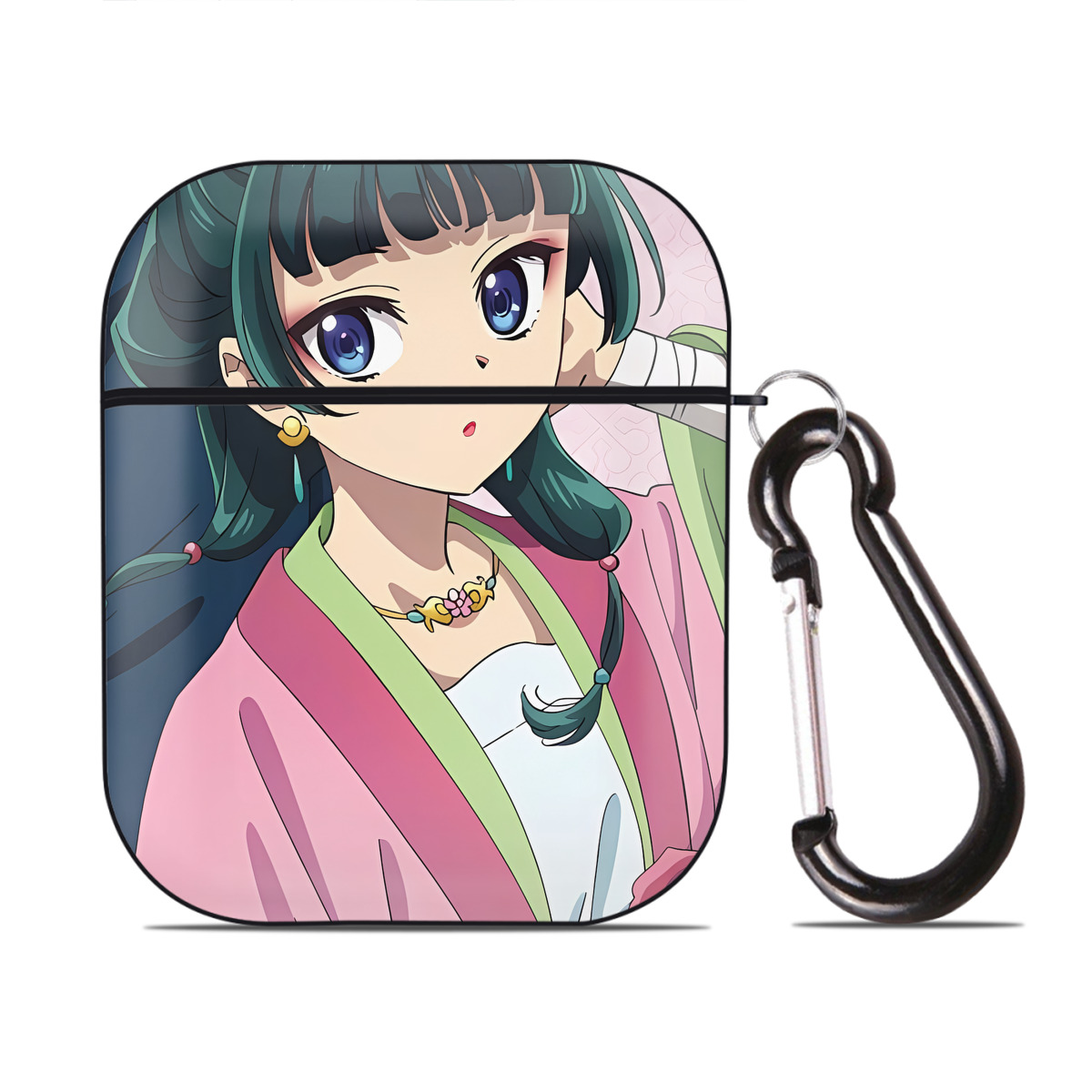 （画像用） 薬屋のひとりごと The Apothecary Diaries AirPods 第2世代保護ケース ハードシェル ブラック 耐衝撃・防指紋・カラビナ付き