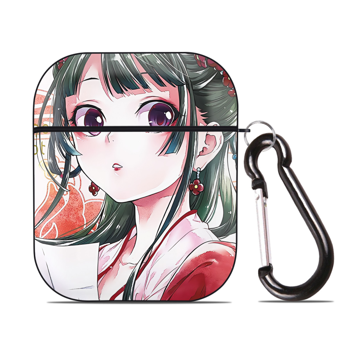 （画像用） 薬屋のひとりごと The Apothecary Diaries AirPods 第2世代保護ケース ハードシェル ブラック 耐衝撃・防指紋・カラビナ付き
