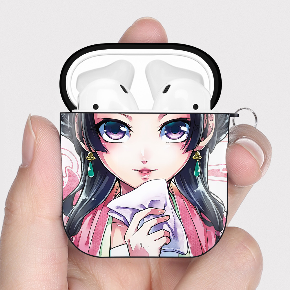 （画像用） 薬屋のひとりごと The Apothecary Diaries AirPods 第2世代保護ケース ハードシェル ブラック 耐衝撃・防指紋・カラビナ付き