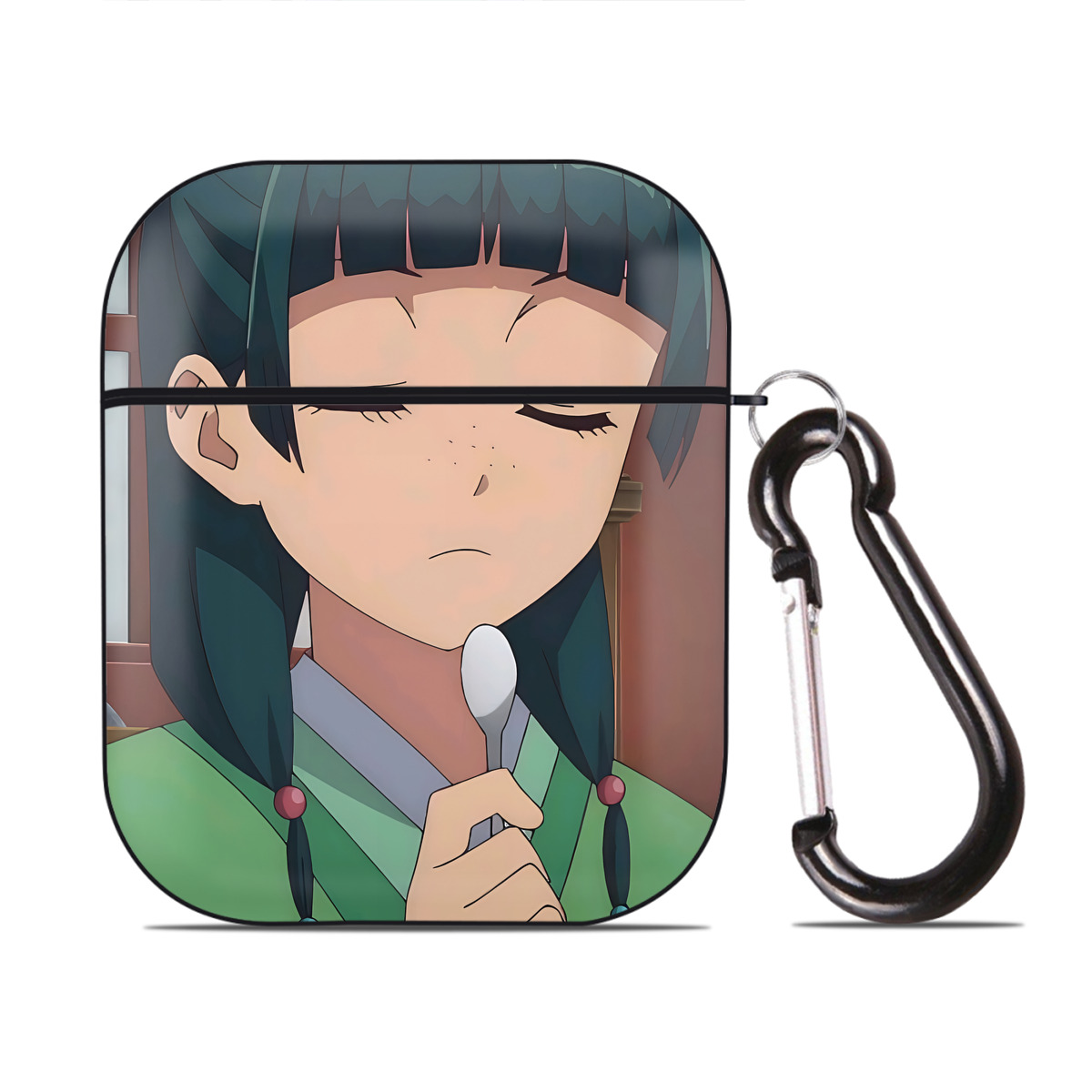 （画像用） 薬屋のひとりごと The Apothecary Diaries AirPods 第2世代保護ケース ハードシェル ブラック 耐衝撃・防指紋・カラビナ付き
