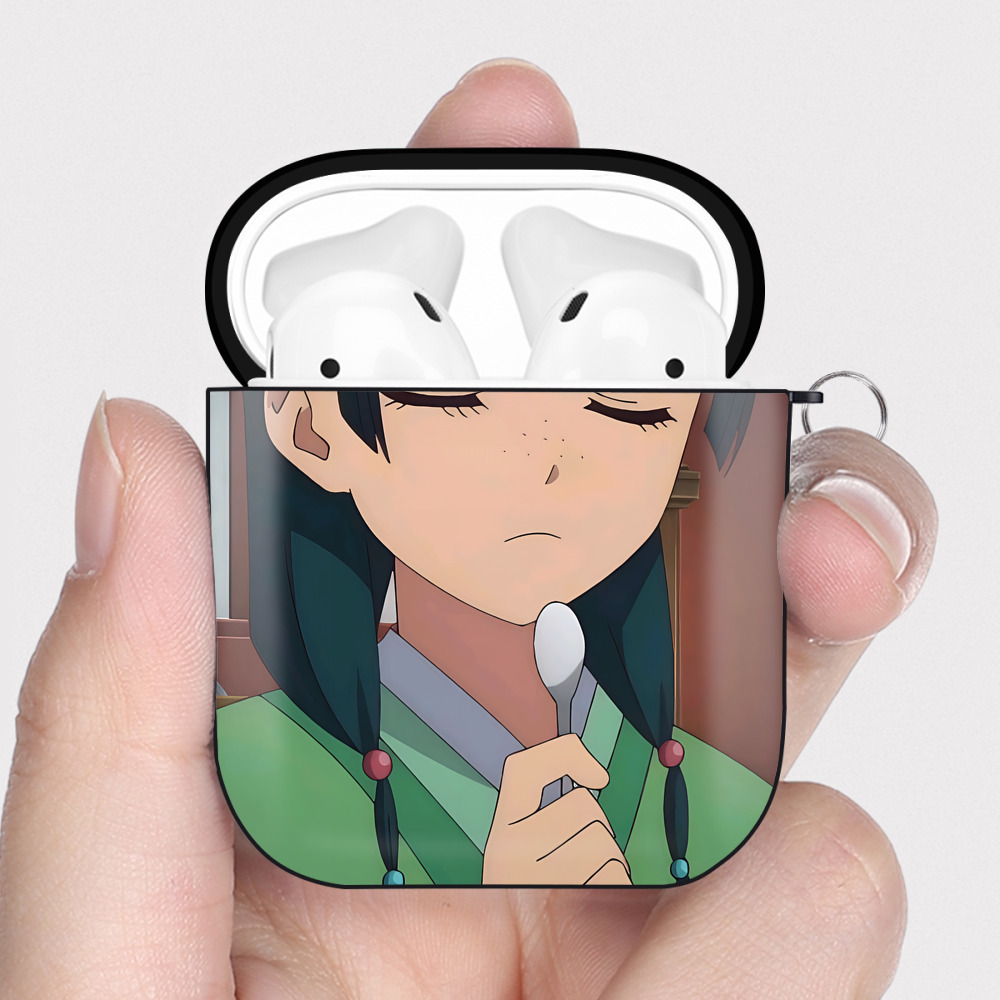（画像用） 薬屋のひとりごと The Apothecary Diaries AirPods 第2世代保護ケース ハードシェル ブラック 耐衝撃・防指紋・カラビナ付き