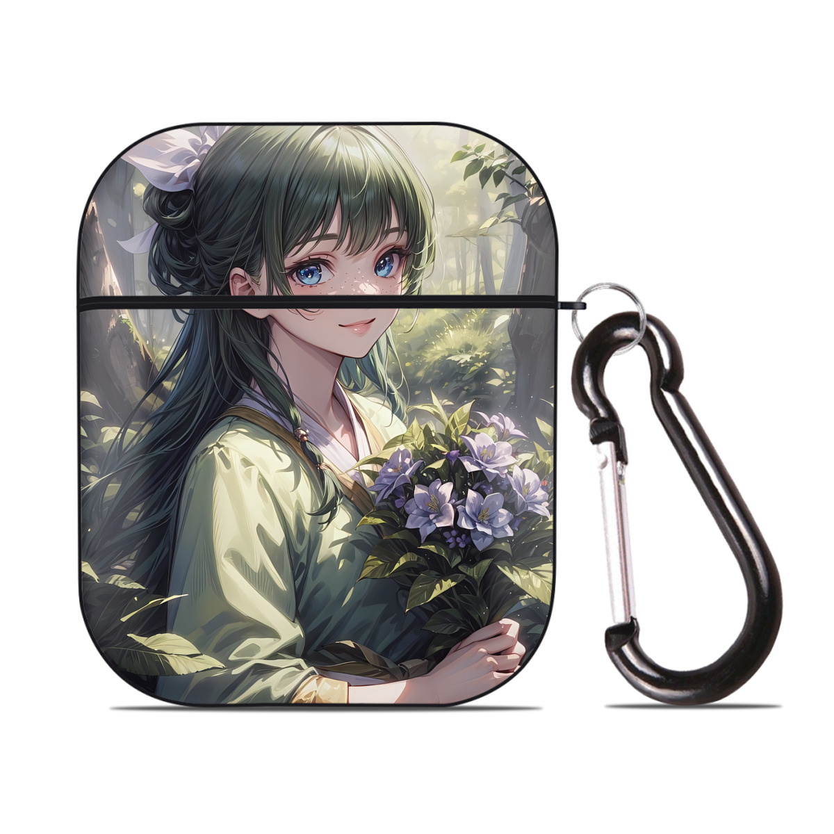 （画像用） 薬屋のひとりごと The Apothecary Diaries AirPods 第2世代保護ケース ハードシェル ブラック 耐衝撃・防指紋・カラビナ付き