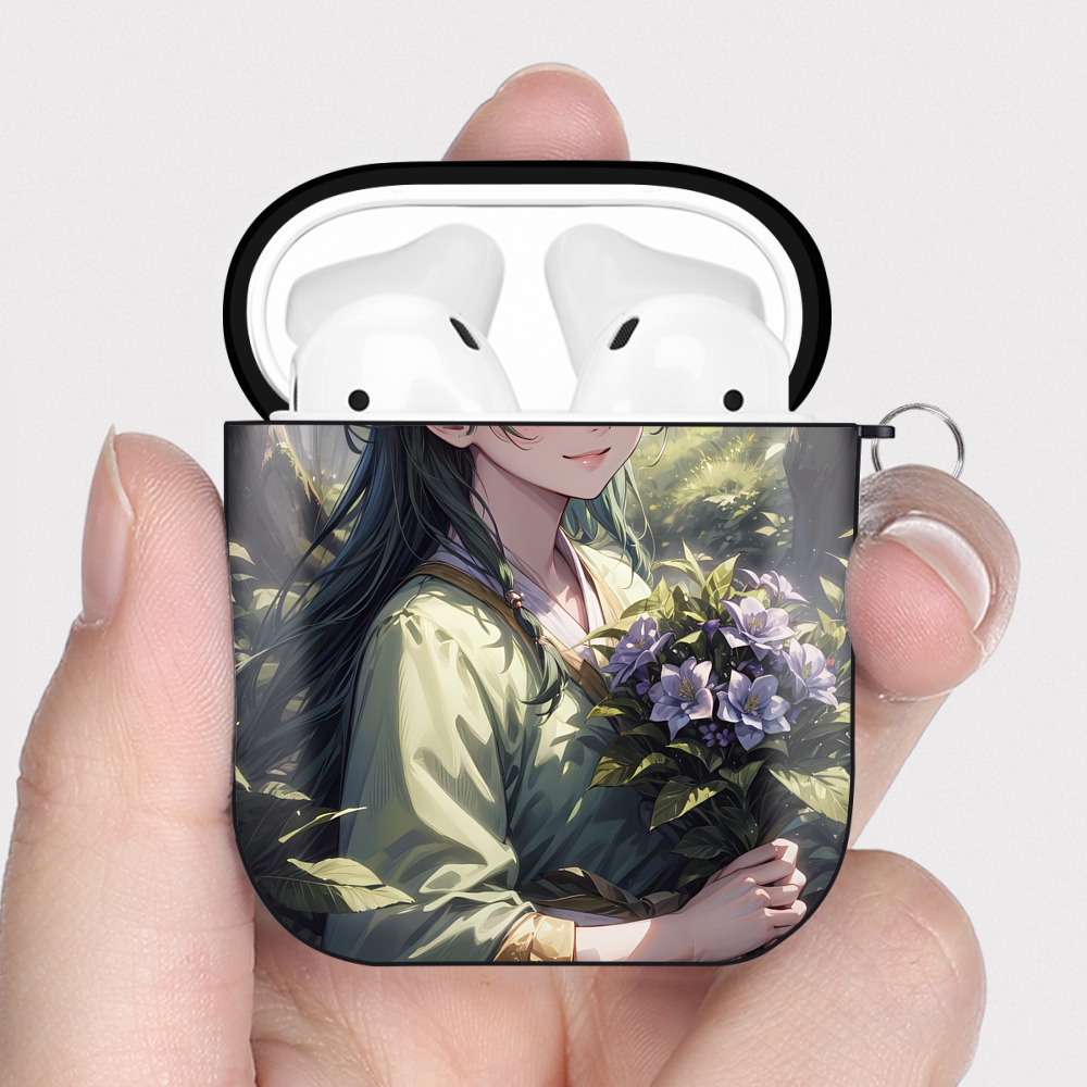 （画像用） 薬屋のひとりごと The Apothecary Diaries AirPods 第2世代保護ケース ハードシェル ブラック 耐衝撃・防指紋・カラビナ付き