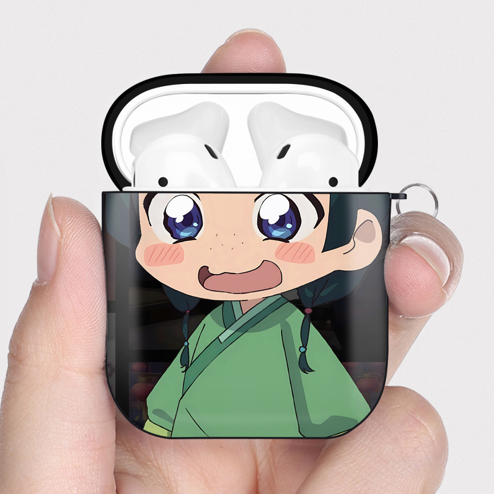 （画像用） 薬屋のひとりごと The Apothecary Diaries AirPods 第2世代保護ケース ハードシェル ブラック 耐衝撃・防指紋・カラビナ付き