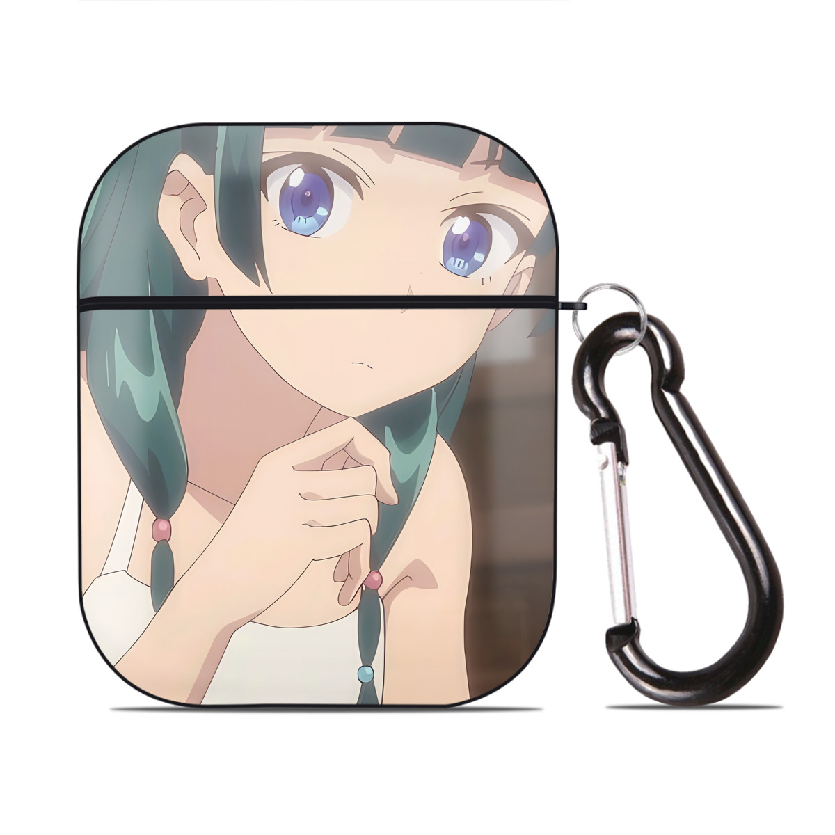 （画像用） 薬屋のひとりごと The Apothecary Diaries AirPods 第2世代保護ケース ハードシェル ブラック 耐衝撃・防指紋・カラビナ付き