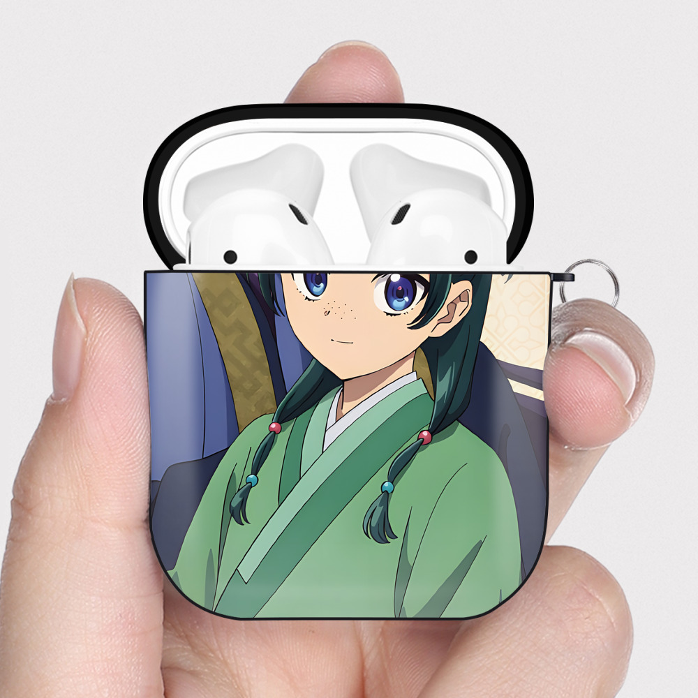 （画像用） 薬屋のひとりごと The Apothecary Diaries AirPods 第2世代保護ケース ハードシェル ブラック 耐衝撃・防指紋・カラビナ付き