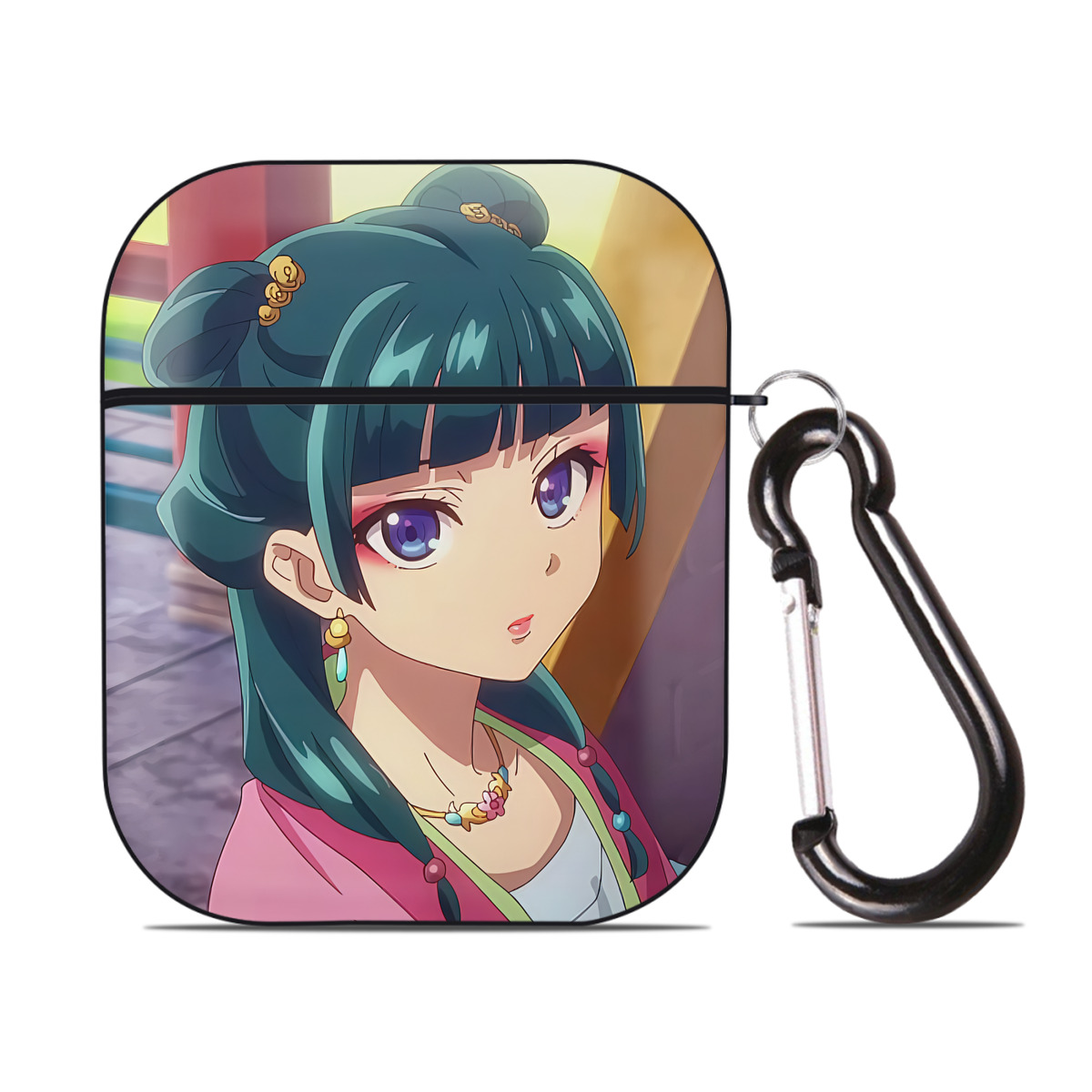 （画像用） 薬屋のひとりごと The Apothecary Diaries AirPods 第2世代保護ケース ハードシェル ブラック 耐衝撃・防指紋・カラビナ付き