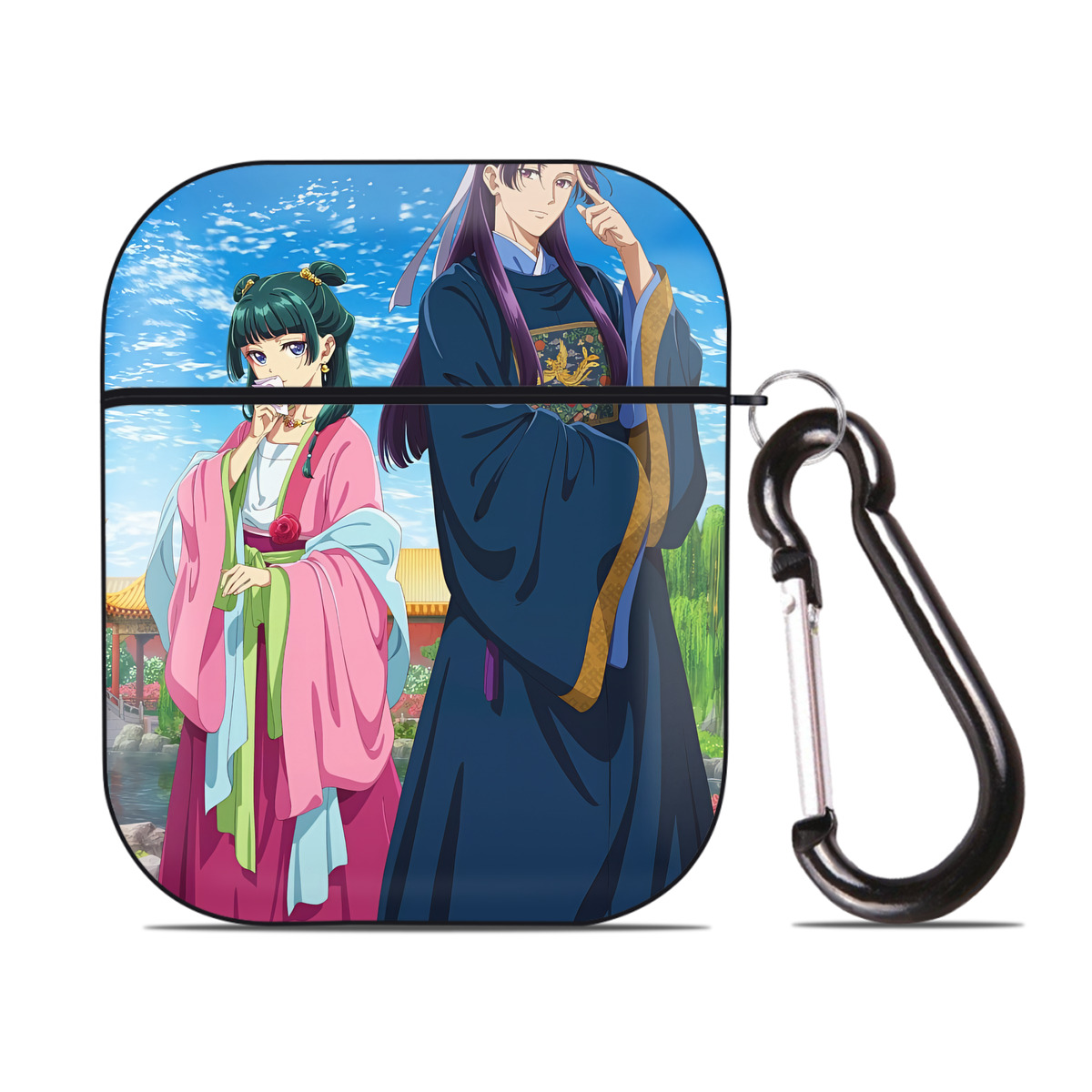 （画像用） 薬屋のひとりごと The Apothecary Diaries AirPods 第2世代保護ケース ハードシェル ブラック 耐衝撃・防指紋・カラビナ付き