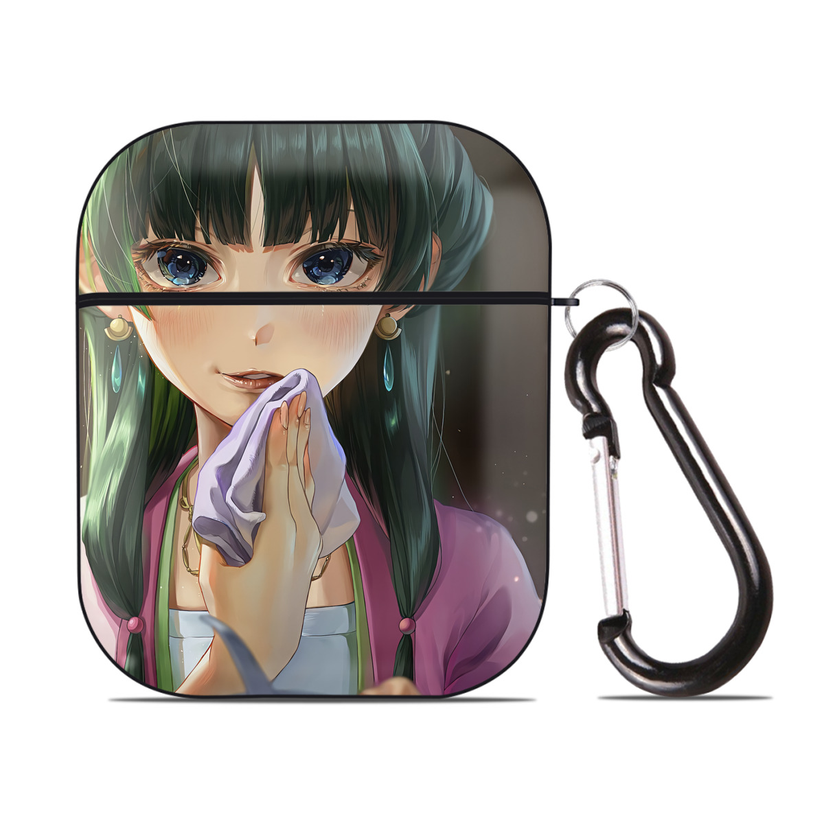 （画像用） 薬屋のひとりごと The Apothecary Diaries AirPods 第2世代保護ケース ハードシェル ブラック 耐衝撃・防指紋・カラビナ付き
