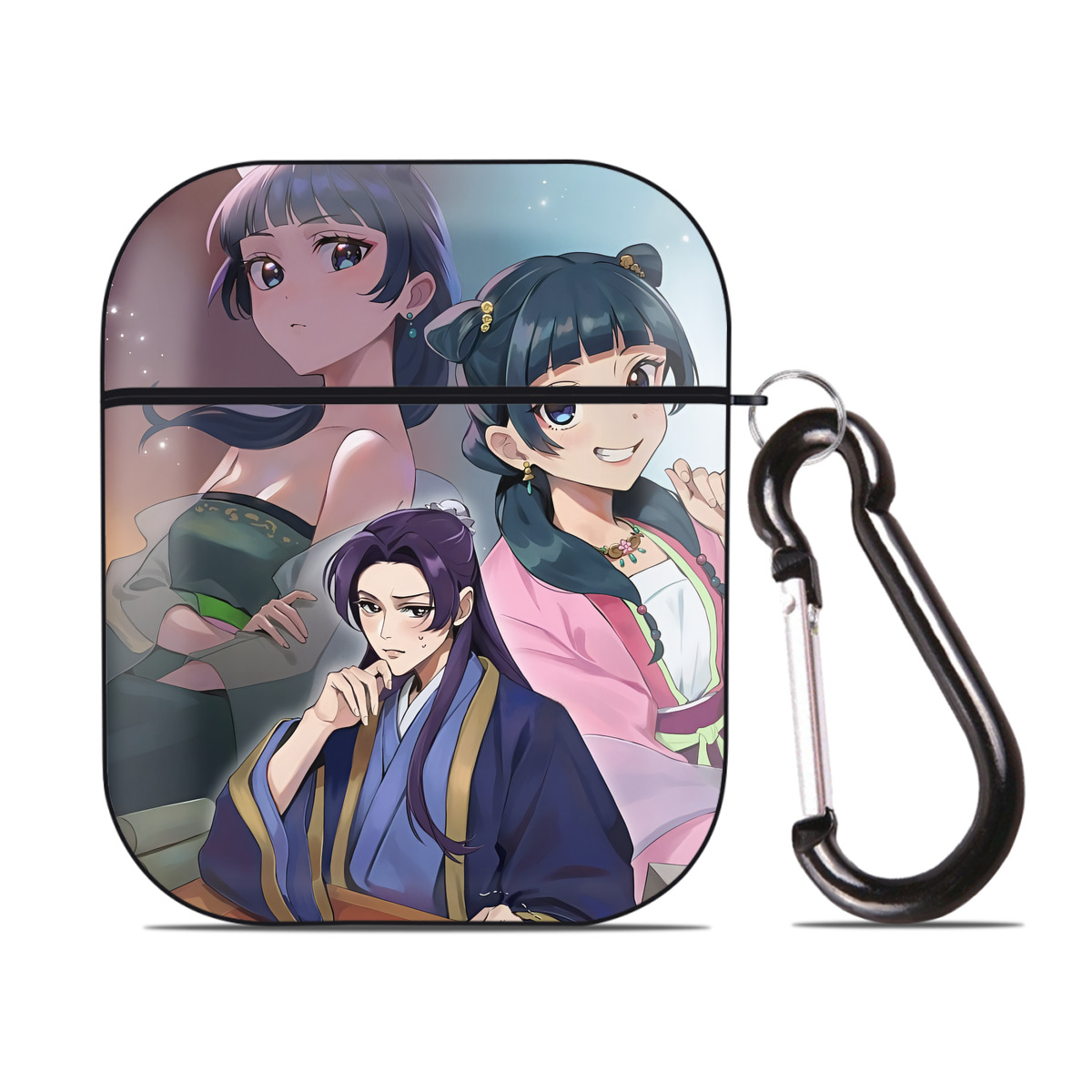 （画像用） 薬屋のひとりごと The Apothecary Diaries AirPods 第2世代保護ケース ハードシェル ブラック 耐衝撃・防指紋・カラビナ付き