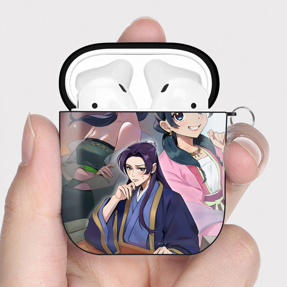 （画像用） 薬屋のひとりごと The Apothecary Diaries AirPods 第2世代保護ケース ハードシェル ブラック 耐衝撃・防指紋・カラビナ付き