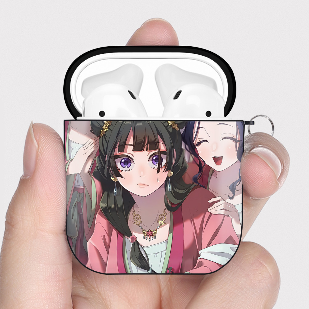 （画像用） 薬屋のひとりごと The Apothecary Diaries AirPods 第2世代保護ケース ハードシェル ブラック 耐衝撃・防指紋・カラビナ付き