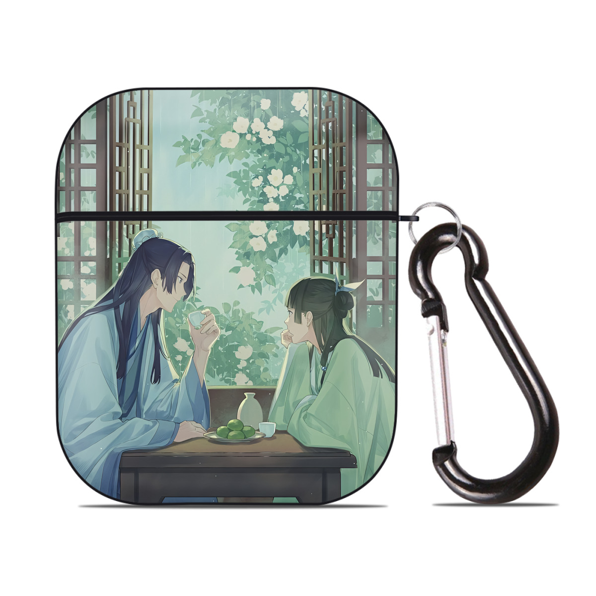 （画像用） 薬屋のひとりごと The Apothecary Diaries AirPods 第2世代保護ケース ハードシェル ブラック 耐衝撃・防指紋・カラビナ付き