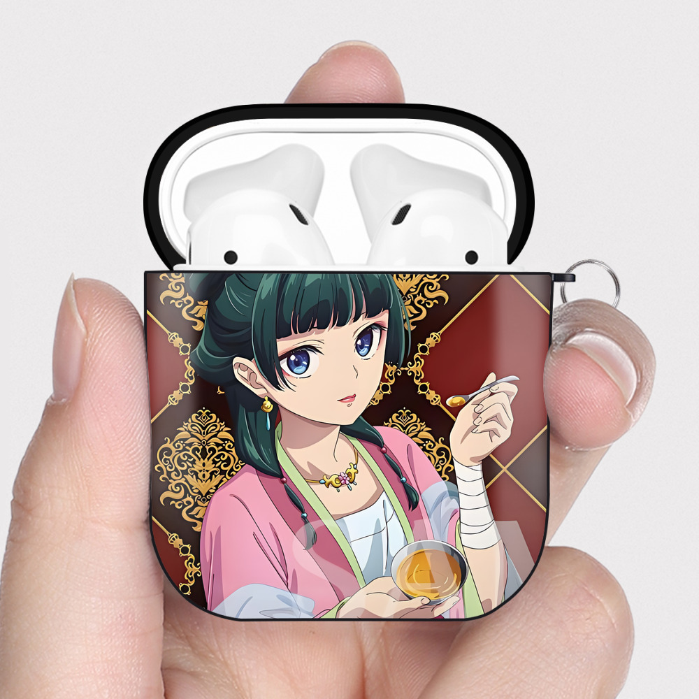 （画像用） 薬屋のひとりごと The Apothecary Diaries AirPods 第2世代保護ケース ハードシェル ブラック 耐衝撃・防指紋・カラビナ付き