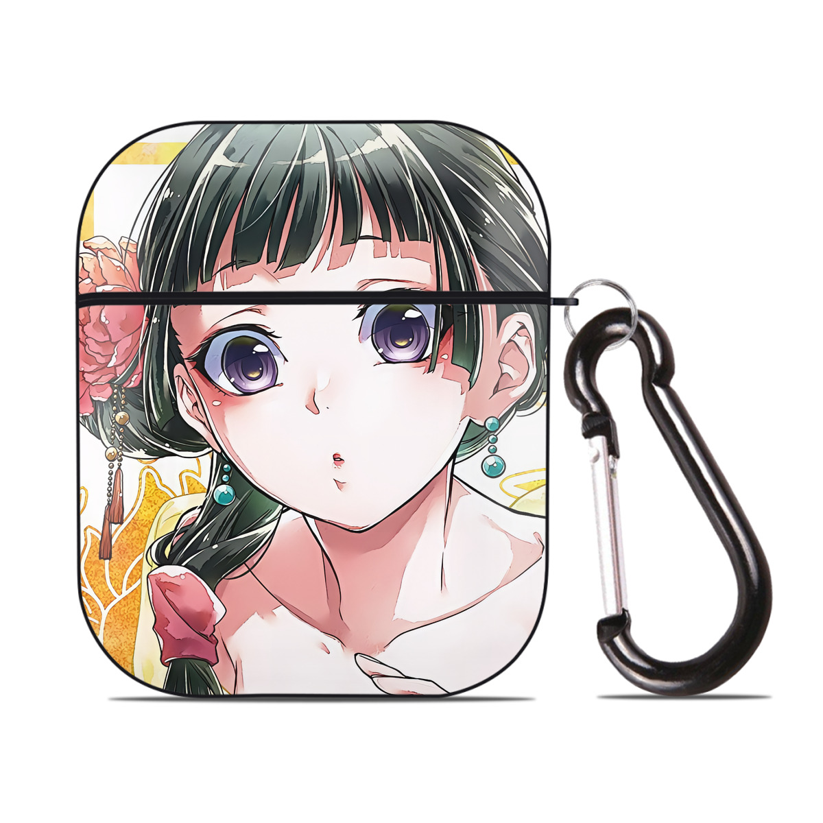 （画像用） 薬屋のひとりごと The Apothecary Diaries AirPods 第2世代保護ケース ハードシェル ブラック 耐衝撃・防指紋・カラビナ付き