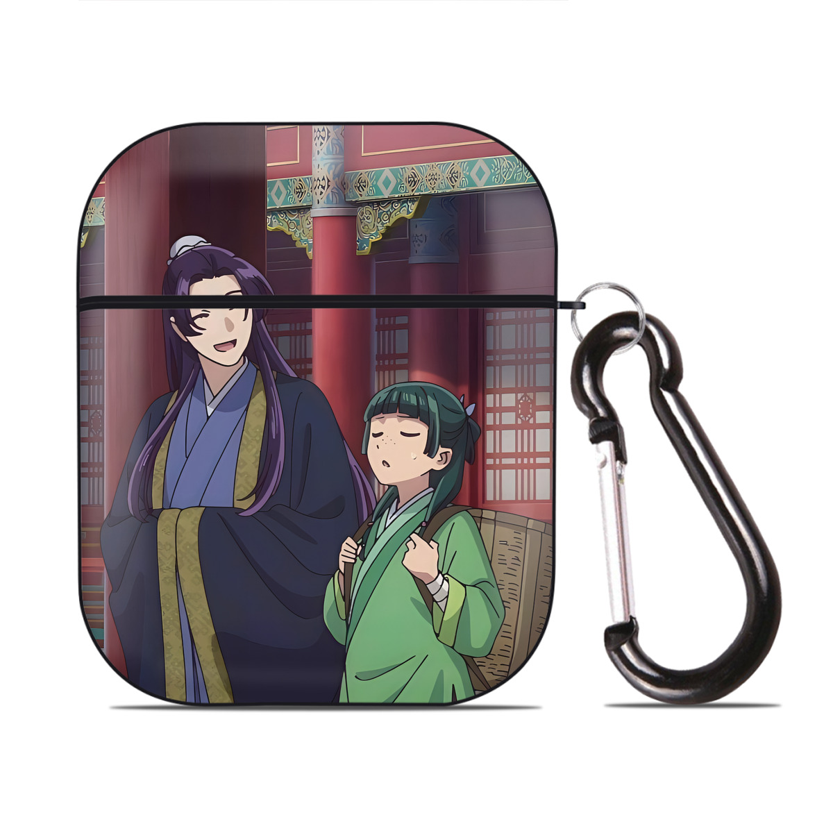 （画像用） 薬屋のひとりごと The Apothecary Diaries AirPods 第2世代保護ケース ハードシェル ブラック 耐衝撃・防指紋・カラビナ付き