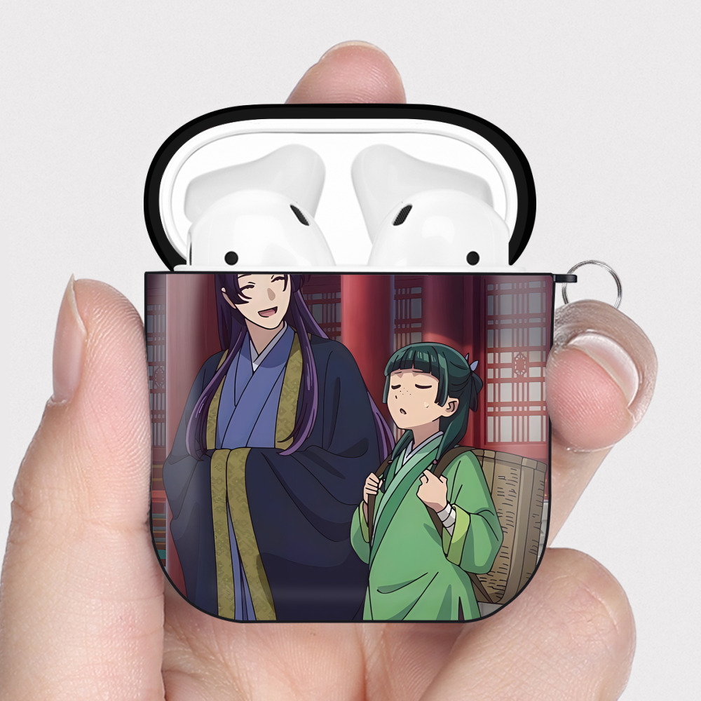 （画像用） 薬屋のひとりごと The Apothecary Diaries AirPods 第2世代保護ケース ハードシェル ブラック 耐衝撃・防指紋・カラビナ付き