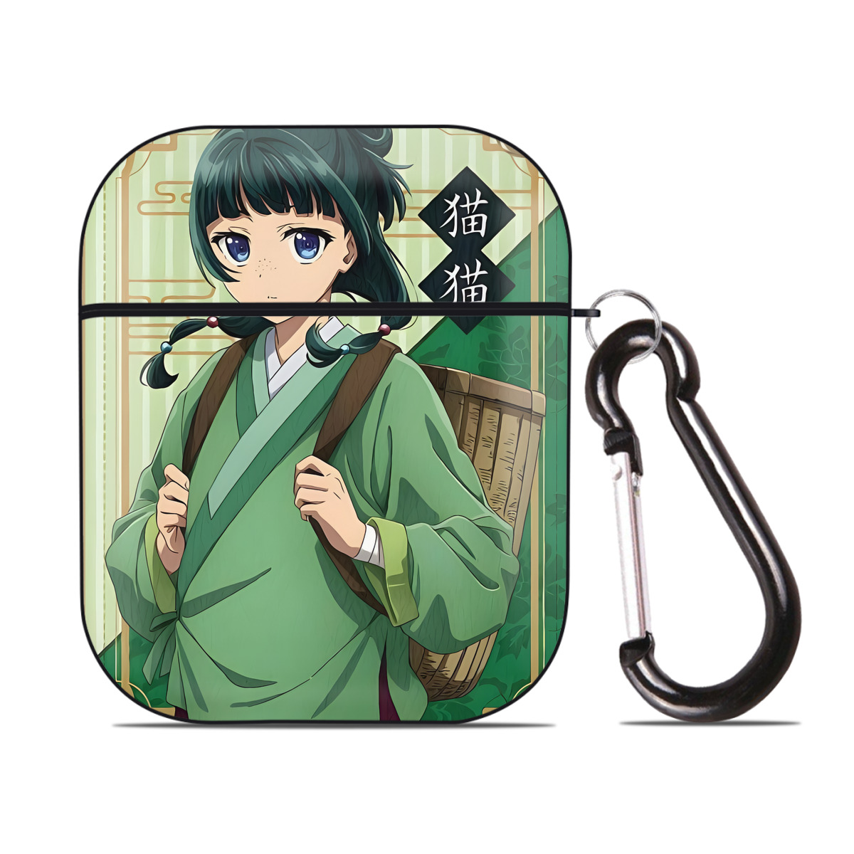 （画像用） 薬屋のひとりごと The Apothecary Diaries AirPods 第2世代保護ケース ハードシェル ブラック 耐衝撃・防指紋・カラビナ付き