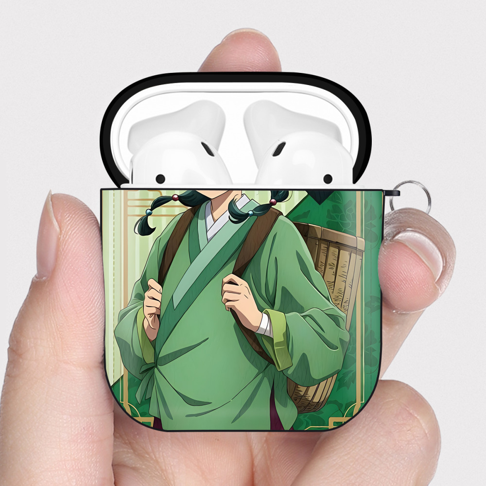 （画像用） 薬屋のひとりごと The Apothecary Diaries AirPods 第2世代保護ケース ハードシェル ブラック 耐衝撃・防指紋・カラビナ付き