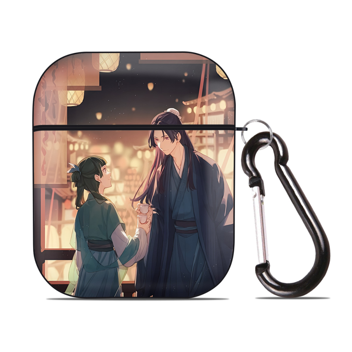 （画像用） 薬屋のひとりごと The Apothecary Diaries AirPods 第2世代保護ケース ハードシェル ブラック 耐衝撃・防指紋・カラビナ付き