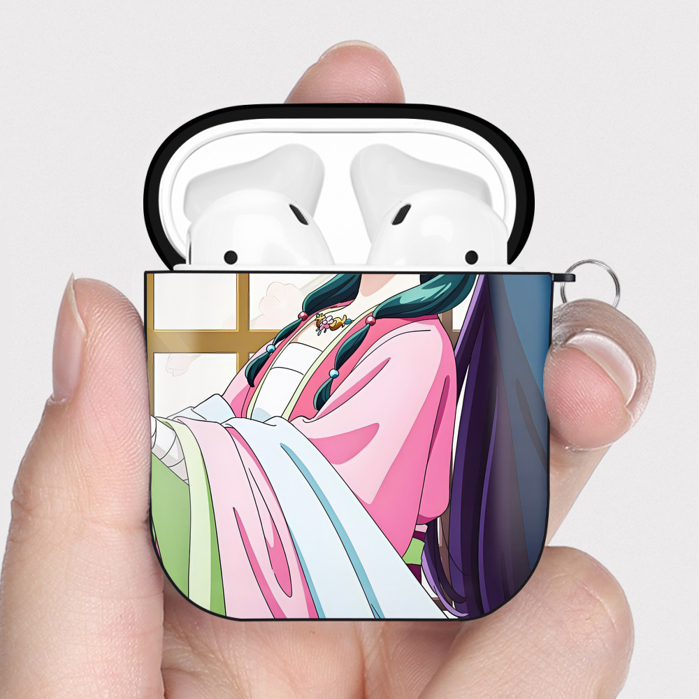 （画像用） 薬屋のひとりごと The Apothecary Diaries AirPods 第2世代保護ケース ハードシェル ブラック 耐衝撃・防指紋・カラビナ付き