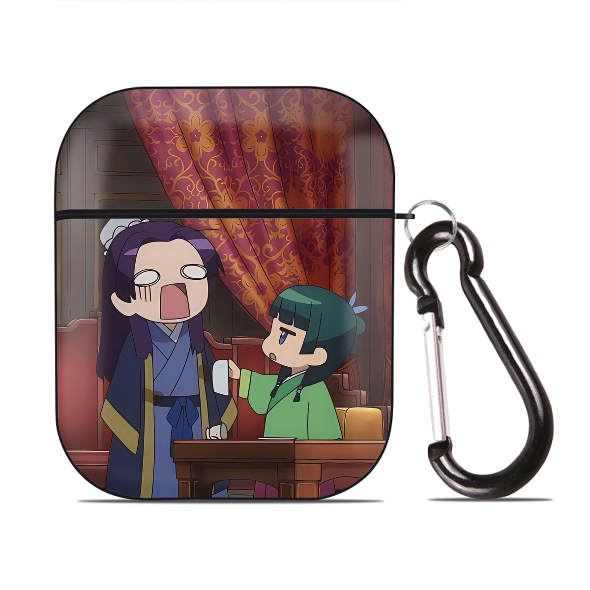 （画像用） 薬屋のひとりごと The Apothecary Diaries AirPods 第2世代保護ケース ハードシェル ブラック 耐衝撃・防指紋・カラビナ付き