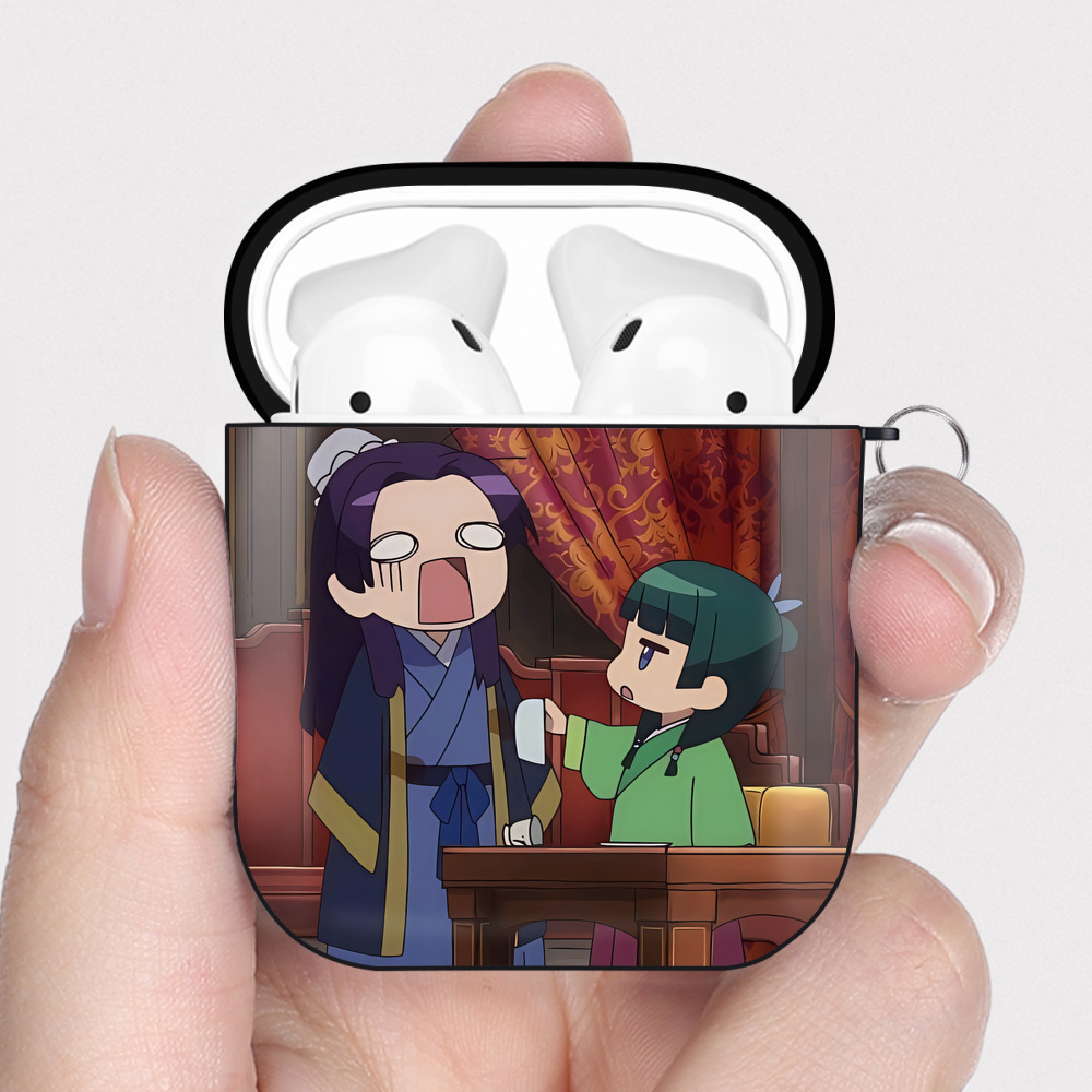 （画像用） 薬屋のひとりごと The Apothecary Diaries AirPods 第2世代保護ケース ハードシェル ブラック 耐衝撃・防指紋・カラビナ付き