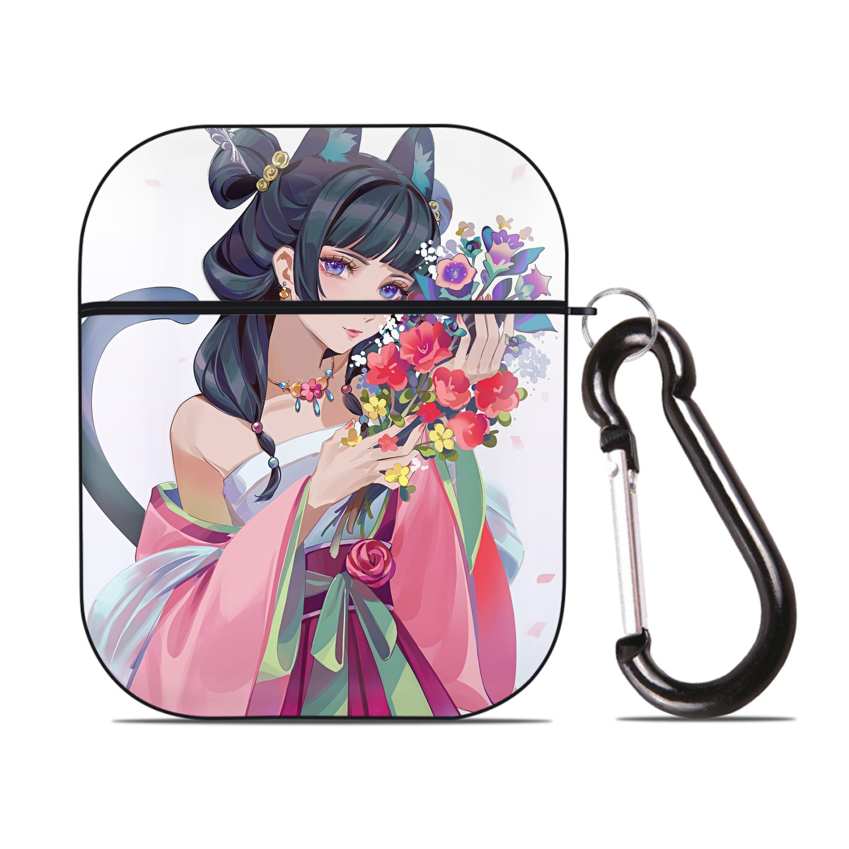 （画像用） 薬屋のひとりごと The Apothecary Diaries AirPods 第2世代保護ケース ハードシェル ブラック 耐衝撃・防指紋・カラビナ付き