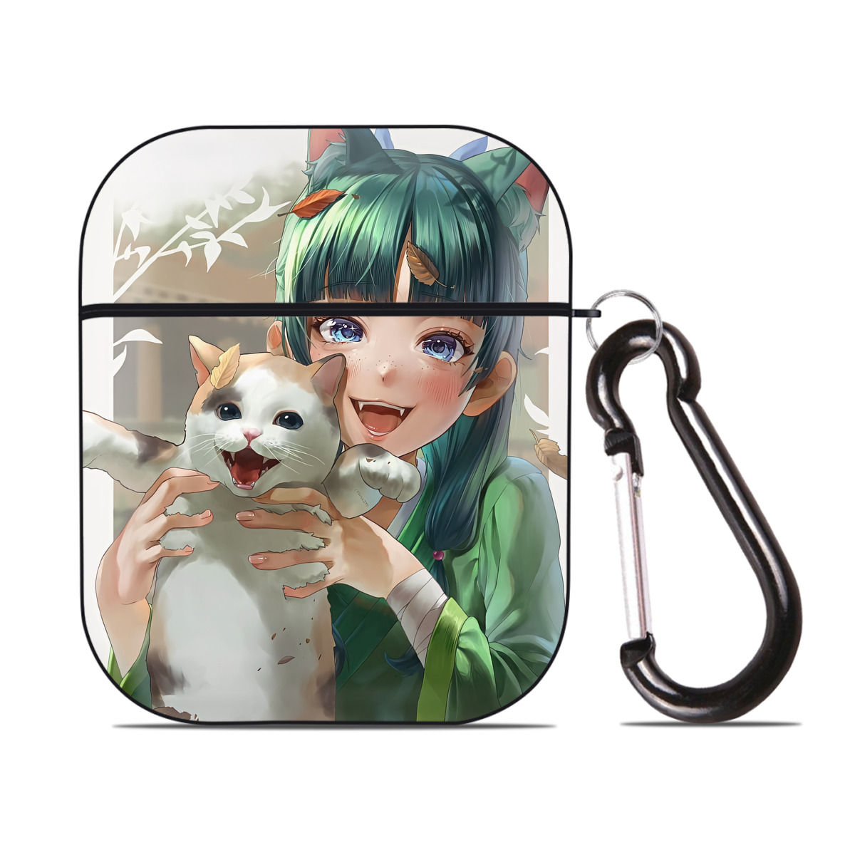 （画像用） 薬屋のひとりごと The Apothecary Diaries AirPods 第2世代保護ケース ハードシェル ブラック 耐衝撃・防指紋・カラビナ付き