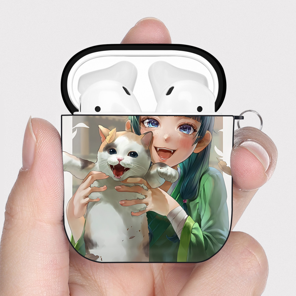 （画像用） 薬屋のひとりごと The Apothecary Diaries AirPods 第2世代保護ケース ハードシェル ブラック 耐衝撃・防指紋・カラビナ付き