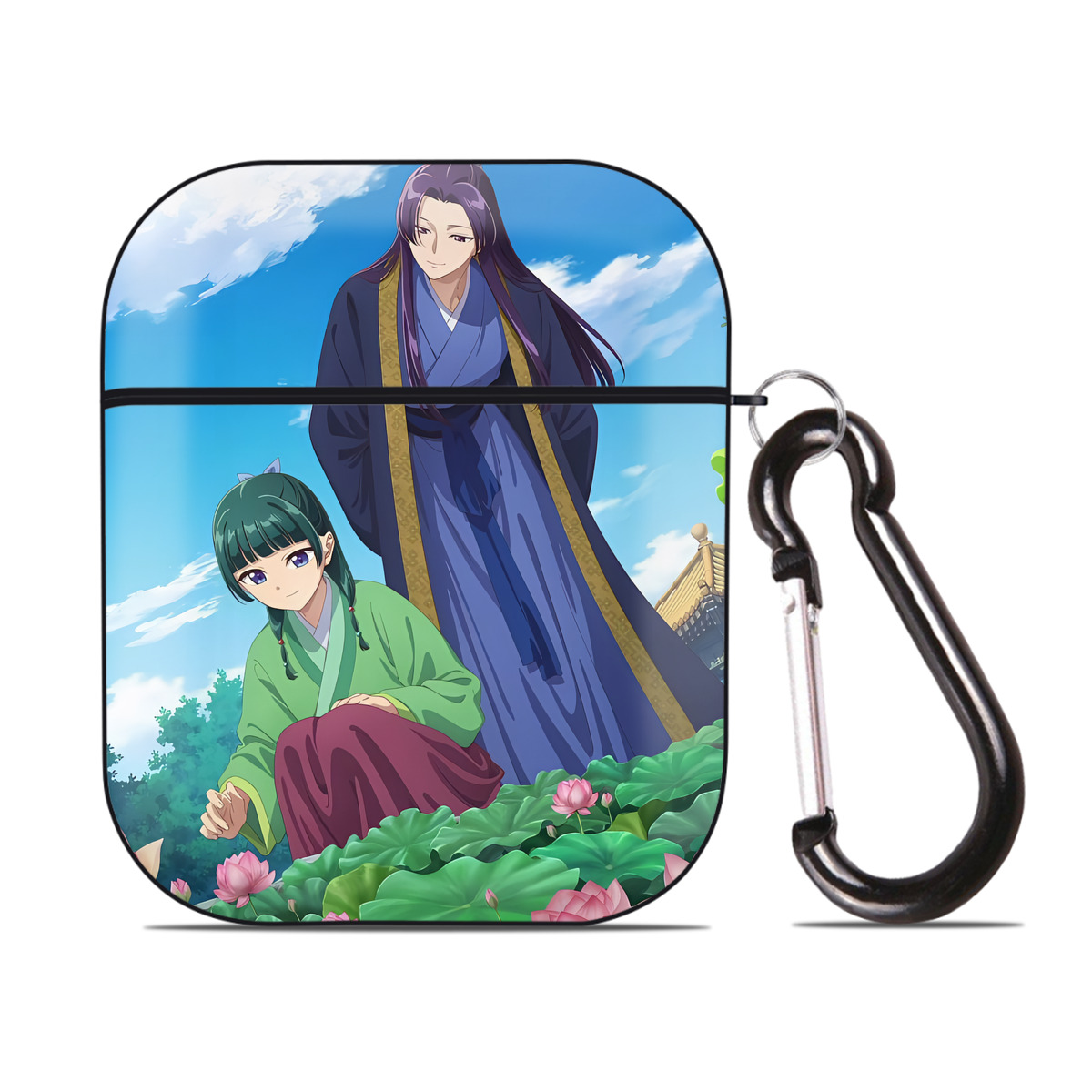 （画像用） 薬屋のひとりごと The Apothecary Diaries AirPods 第2世代保護ケース ハードシェル ブラック 耐衝撃・防指紋・カラビナ付き