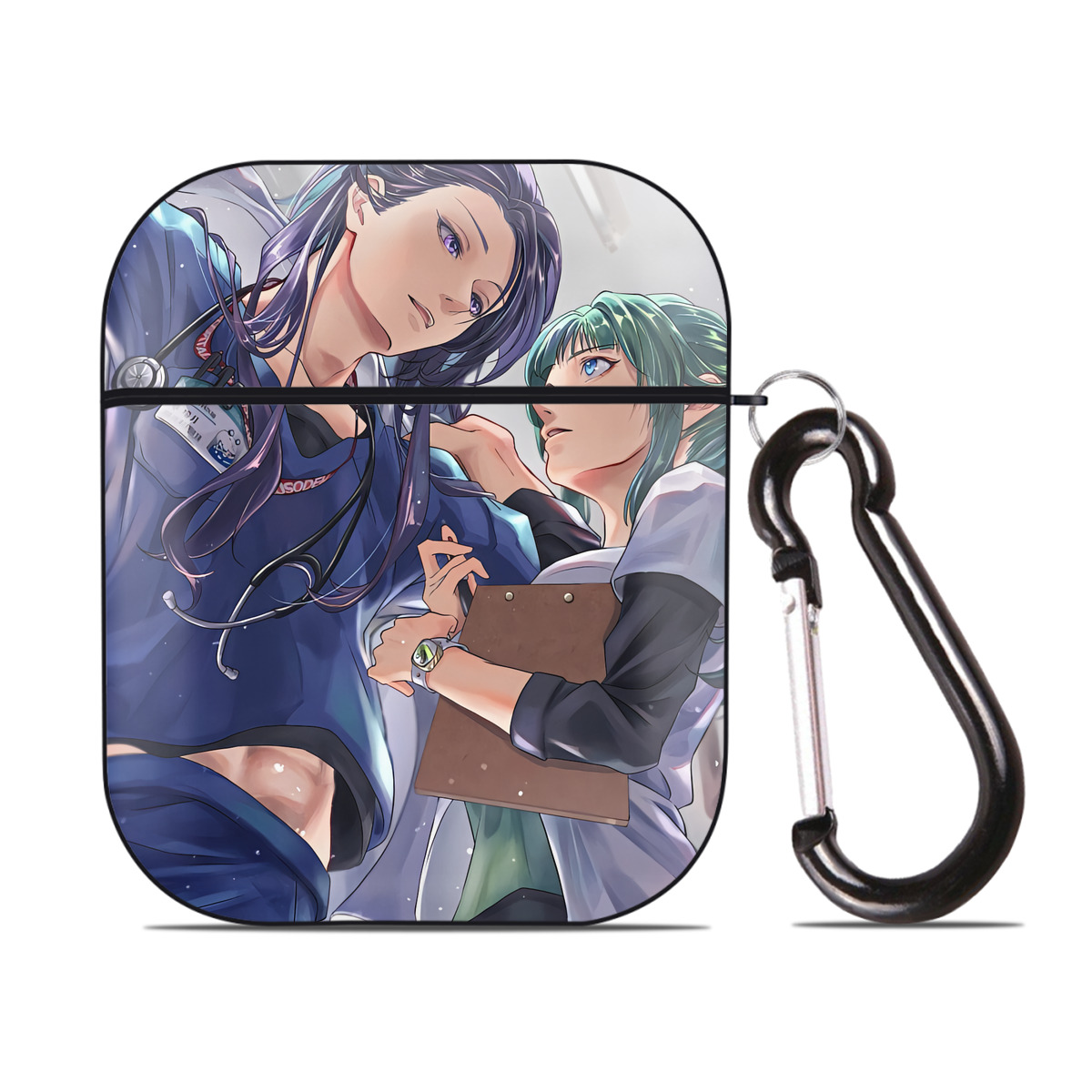 （画像用） 薬屋のひとりごと The Apothecary Diaries AirPods 第2世代保護ケース ハードシェル ブラック 耐衝撃・防指紋・カラビナ付き