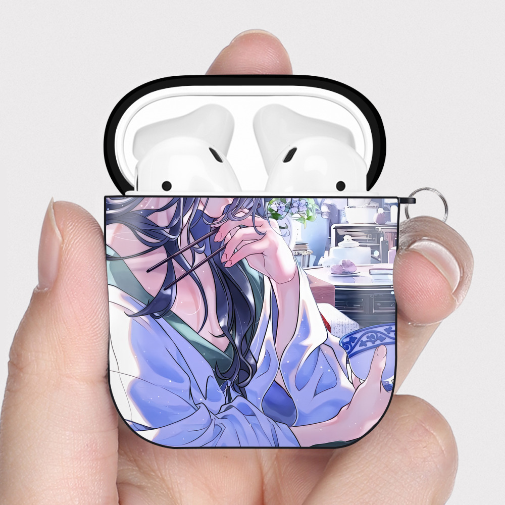（画像用） 薬屋のひとりごと The Apothecary Diaries AirPods 第2世代保護ケース ハードシェル ブラック 耐衝撃・防指紋・カラビナ付き