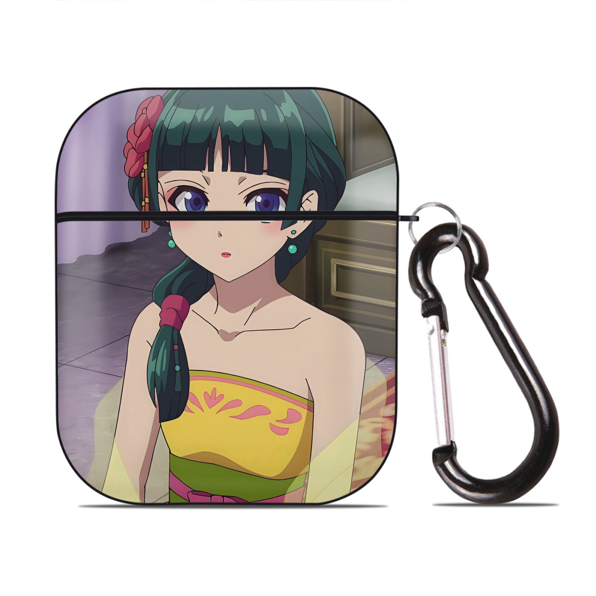 （画像用） 薬屋のひとりごと The Apothecary Diaries AirPods 第2世代保護ケース ハードシェル ブラック 耐衝撃・防指紋・カラビナ付き