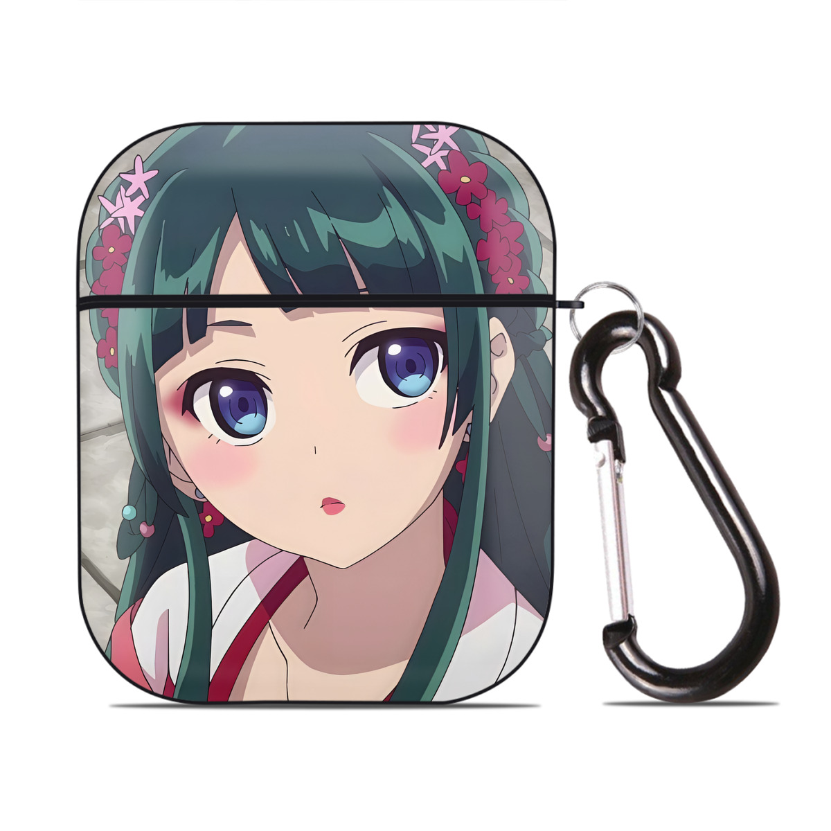 （画像用） 薬屋のひとりごと The Apothecary Diaries AirPods 第2世代保護ケース ハードシェル ブラック 耐衝撃・防指紋・カラビナ付き