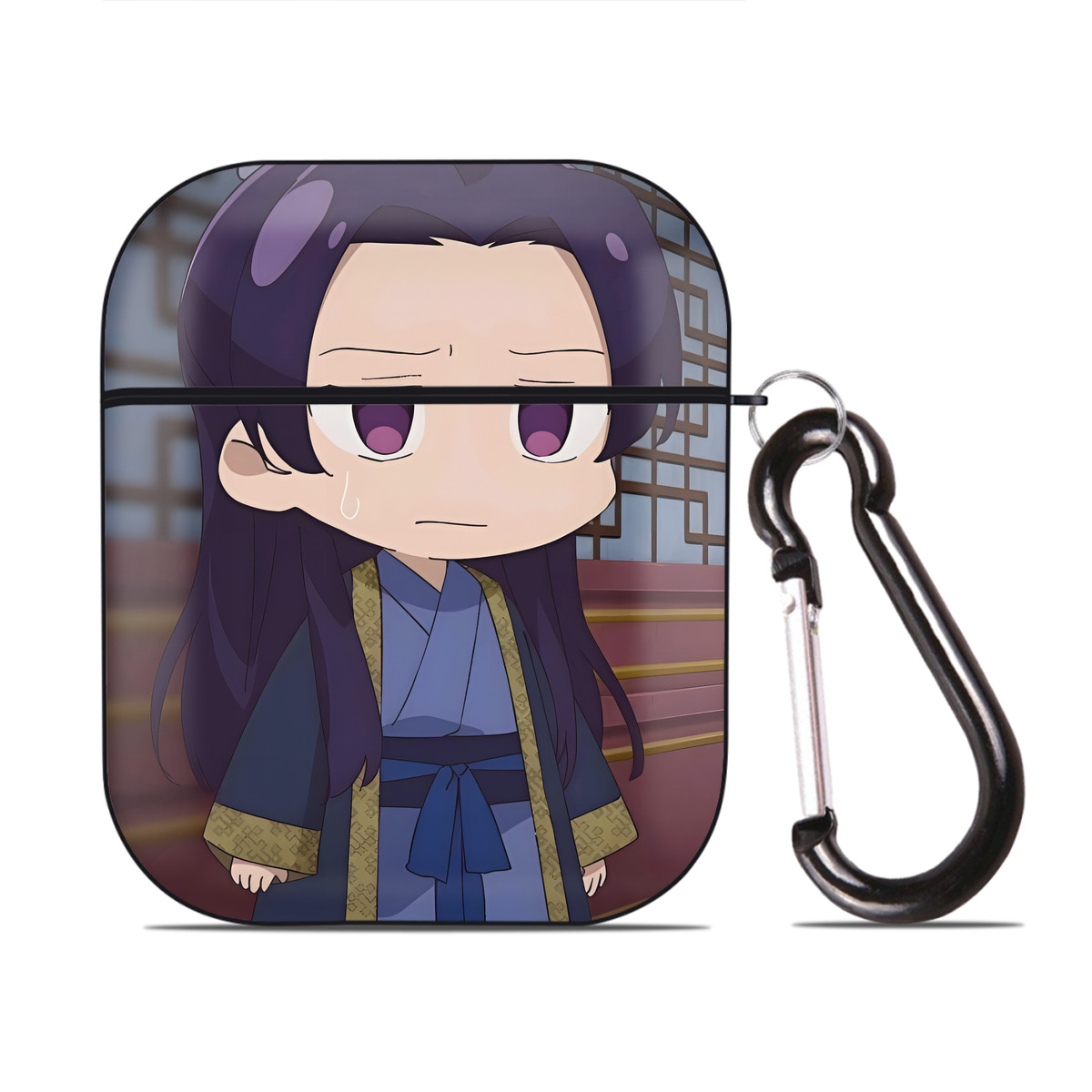 （画像用） 薬屋のひとりごと The Apothecary Diaries AirPods 第2世代保護ケース ハードシェル ブラック 耐衝撃・防指紋・カラビナ付き