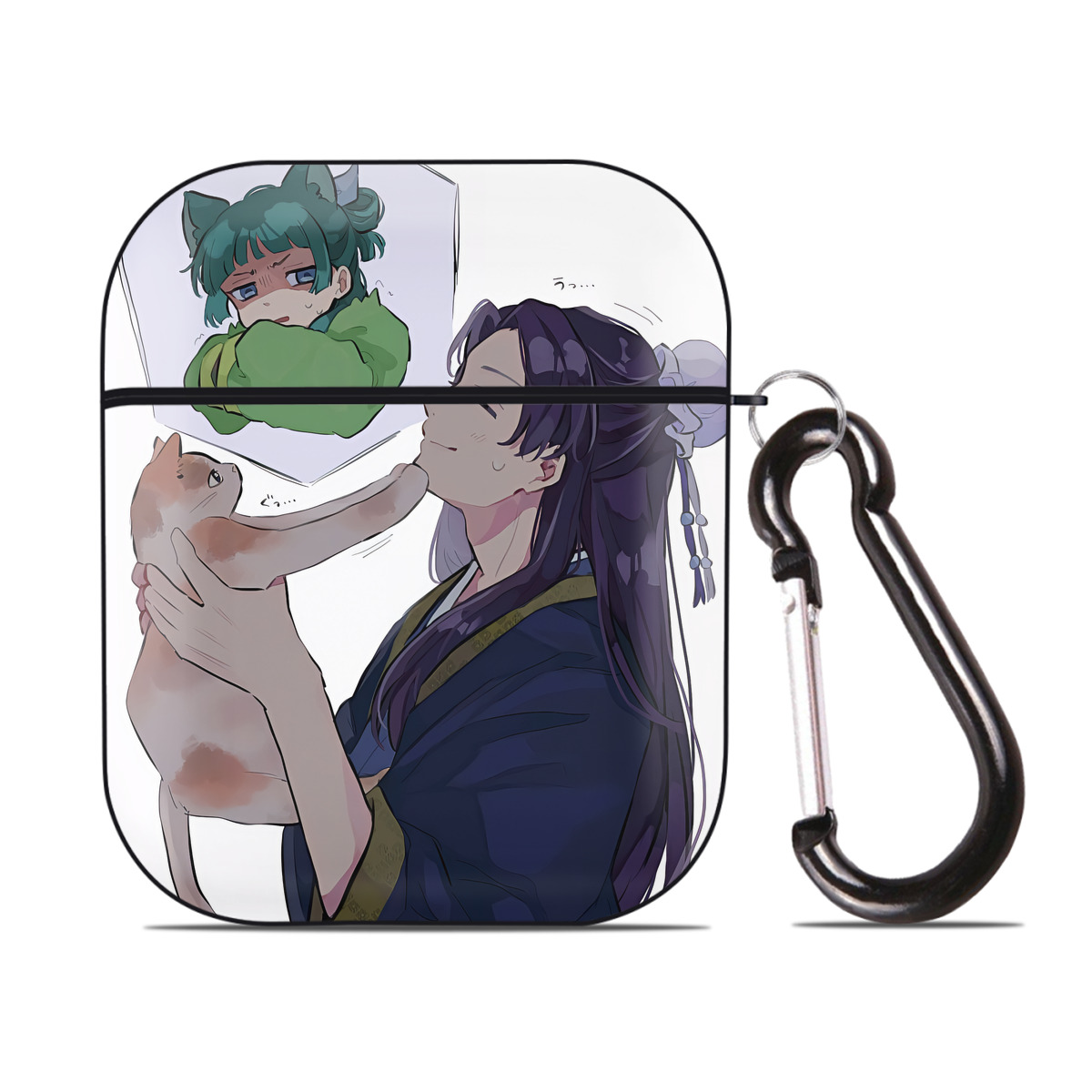 （画像用） 薬屋のひとりごと The Apothecary Diaries AirPods 第2世代保護ケース ハードシェル ブラック 耐衝撃・防指紋・カラビナ付き