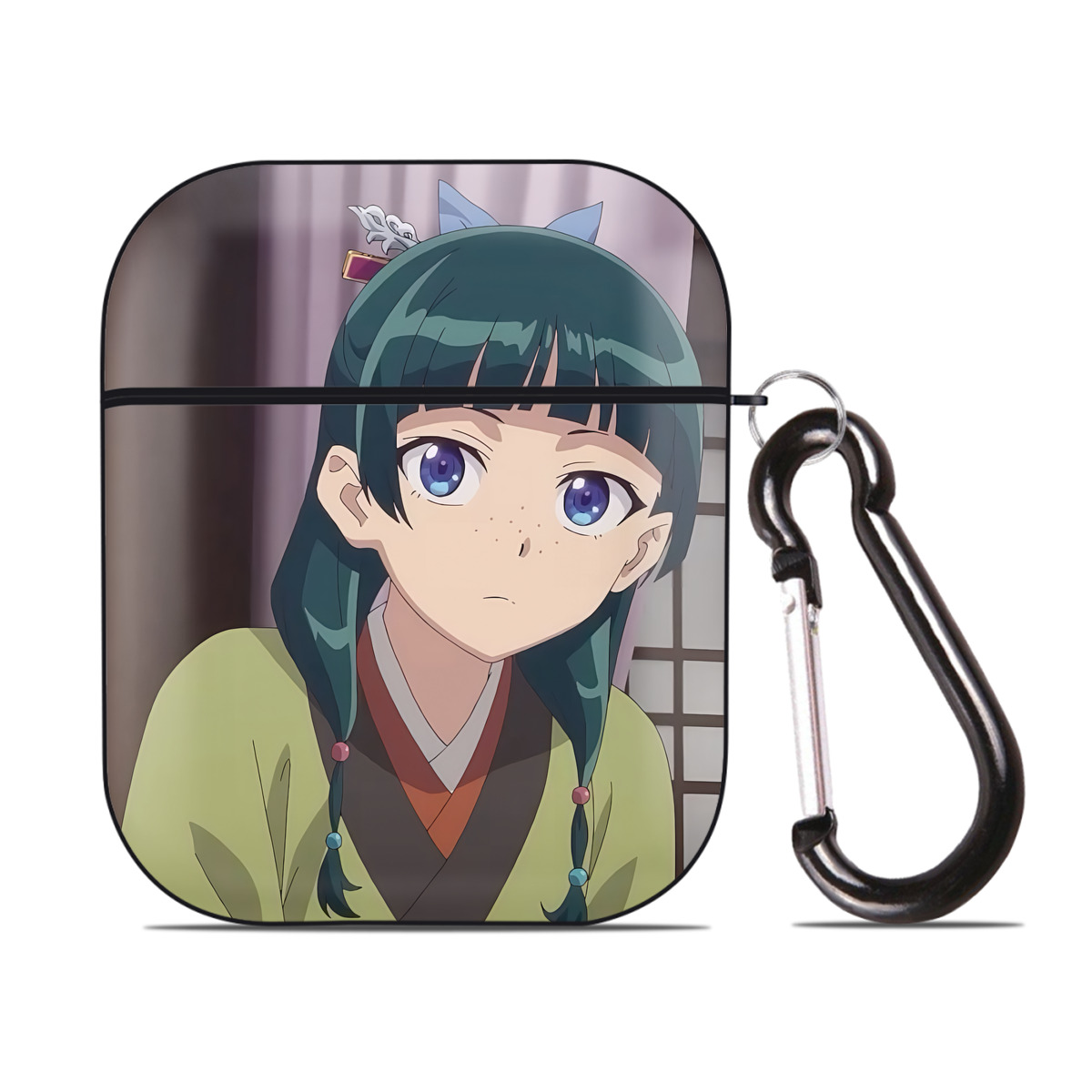 （画像用） 薬屋のひとりごと The Apothecary Diaries AirPods 第2世代保護ケース ハードシェル ブラック 耐衝撃・防指紋・カラビナ付き