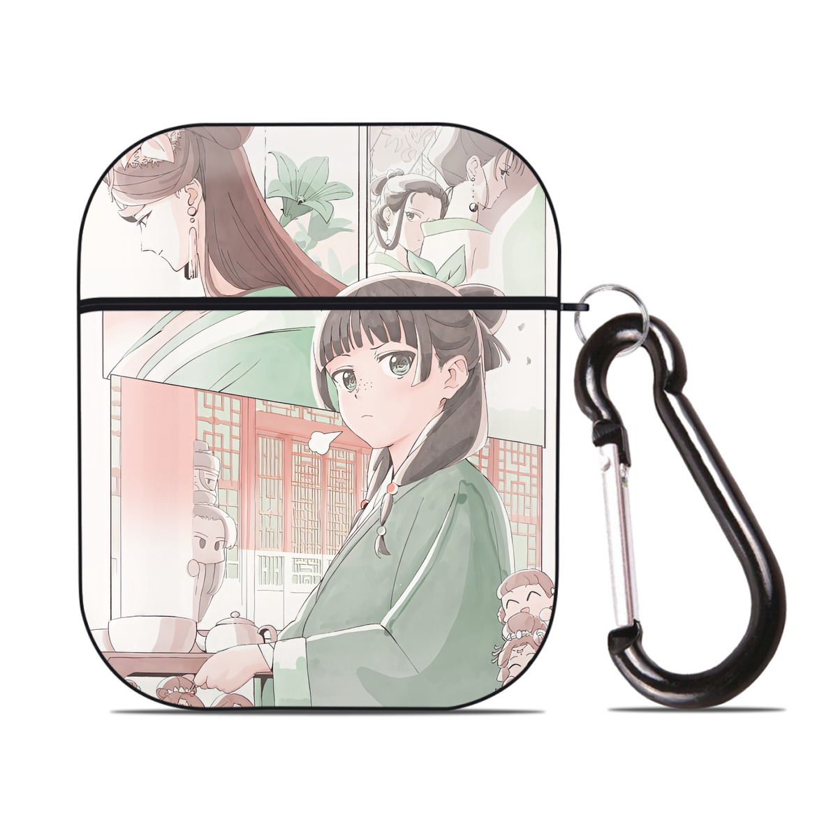 （画像用） 薬屋のひとりごと The Apothecary Diaries AirPods 第2世代保護ケース ハードシェル ブラック 耐衝撃・防指紋・カラビナ付き