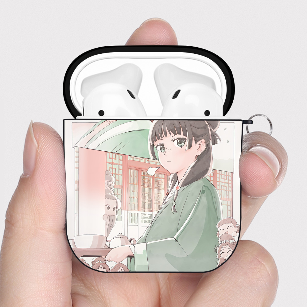 （画像用） 薬屋のひとりごと The Apothecary Diaries AirPods 第2世代保護ケース ハードシェル ブラック 耐衝撃・防指紋・カラビナ付き