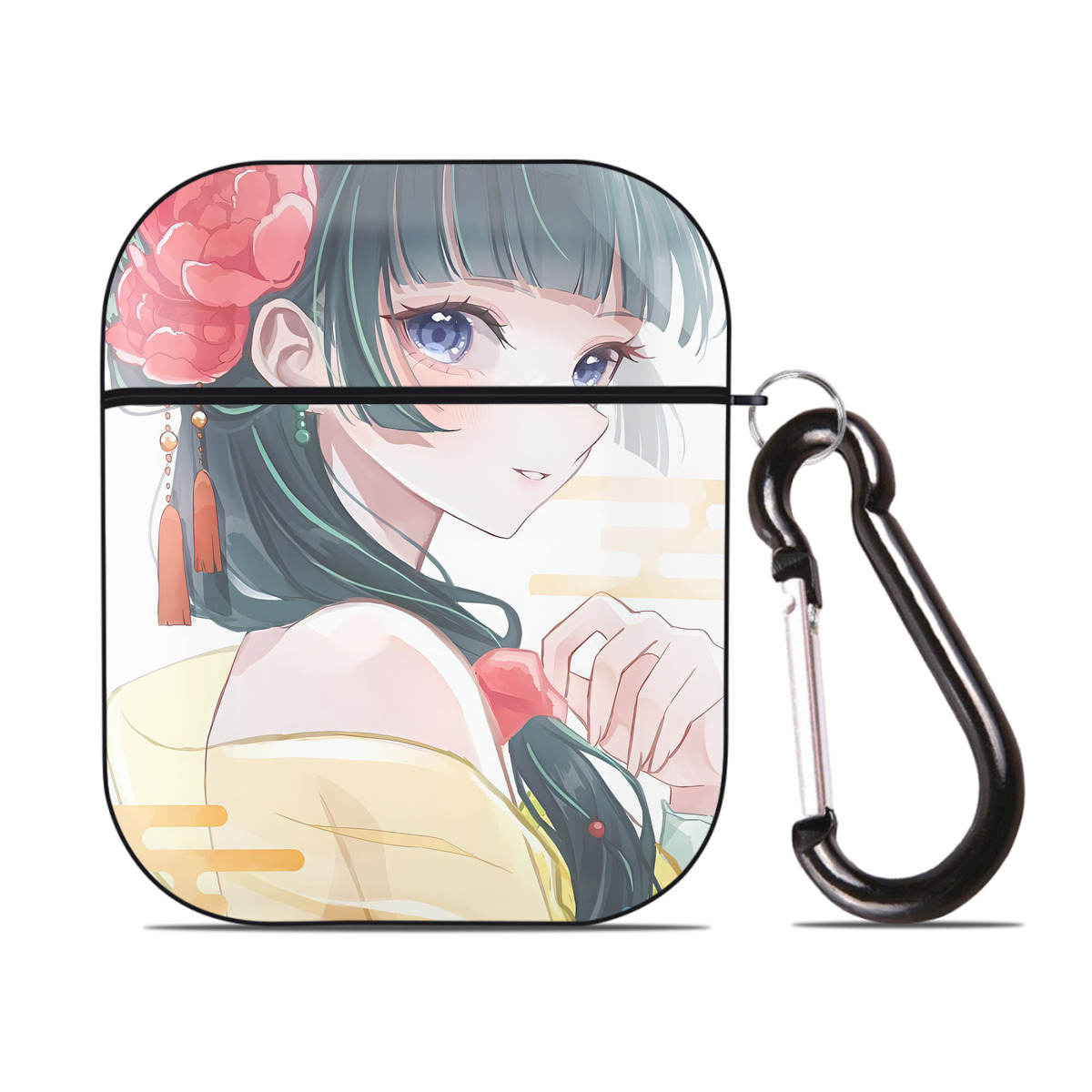 （画像用） 薬屋のひとりごと The Apothecary Diaries AirPods 第2世代保護ケース ハードシェル ブラック 耐衝撃・防指紋・カラビナ付き