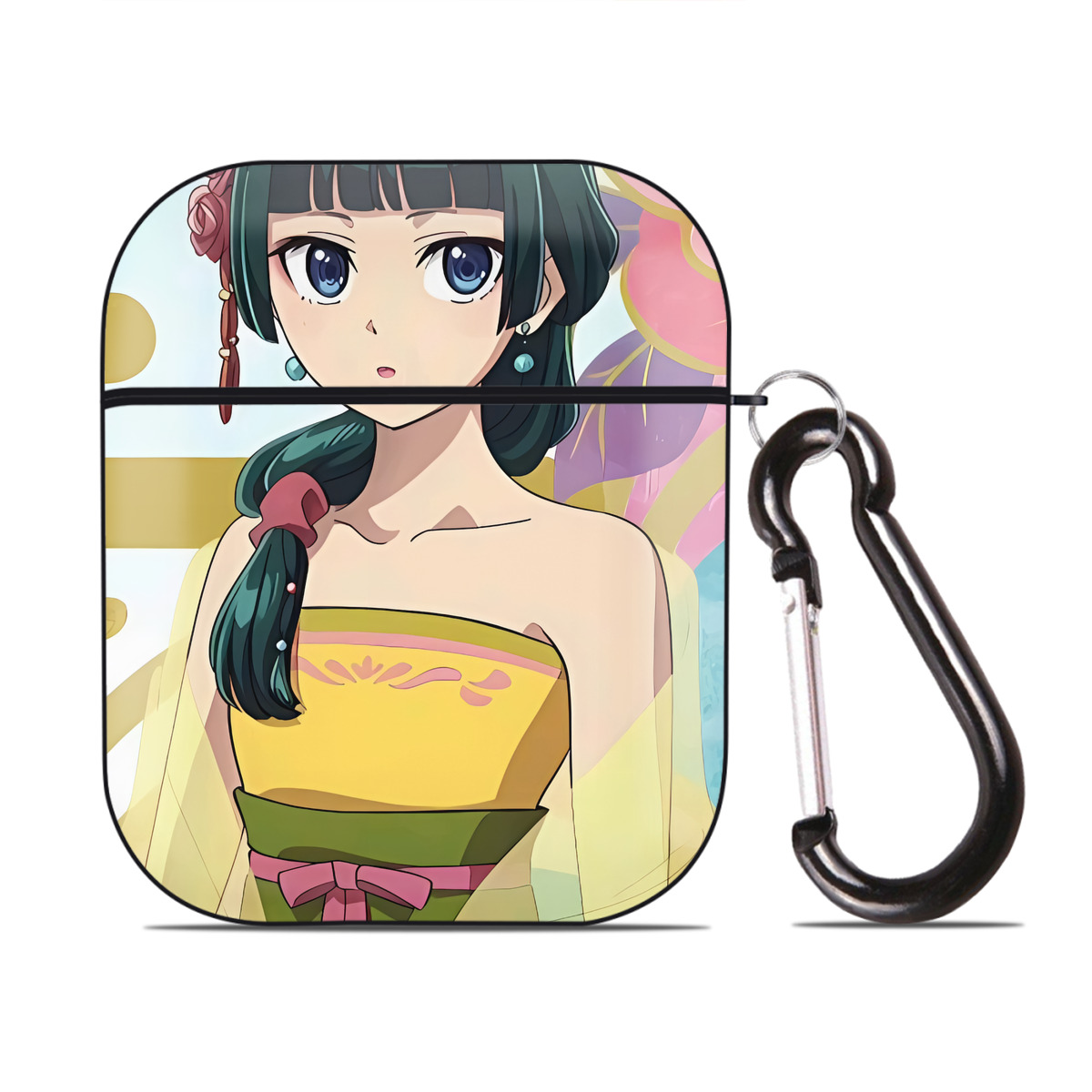 （画像用） 薬屋のひとりごと The Apothecary Diaries AirPods 第2世代保護ケース ハードシェル ブラック 耐衝撃・防指紋・カラビナ付き