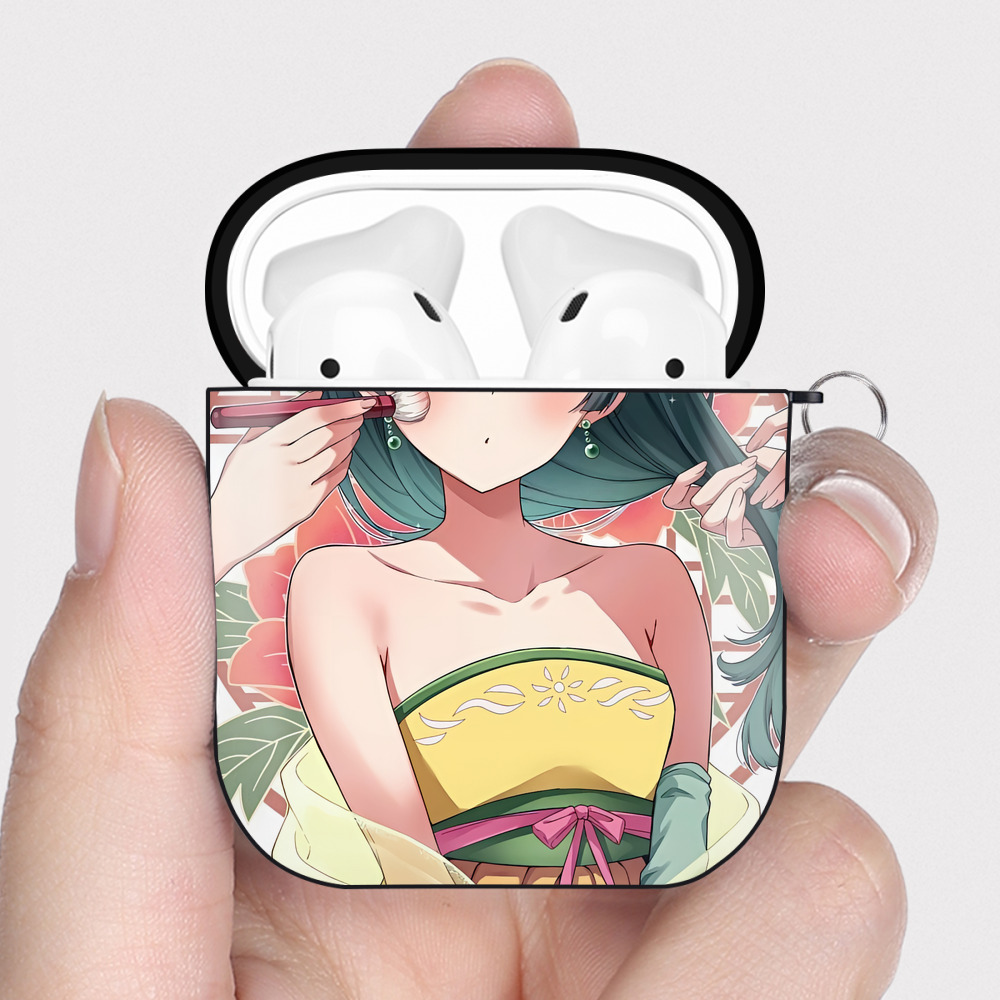 （画像用） 薬屋のひとりごと The Apothecary Diaries AirPods 第2世代保護ケース ハードシェル ブラック 耐衝撃・防指紋・カラビナ付き